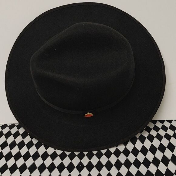 MEN'S MONTIQUE BLACK 100% WOOL FELT 3 1/8" BRIM RED BOTTOM FEDORA HAT. H80 - Picture 6 of 8